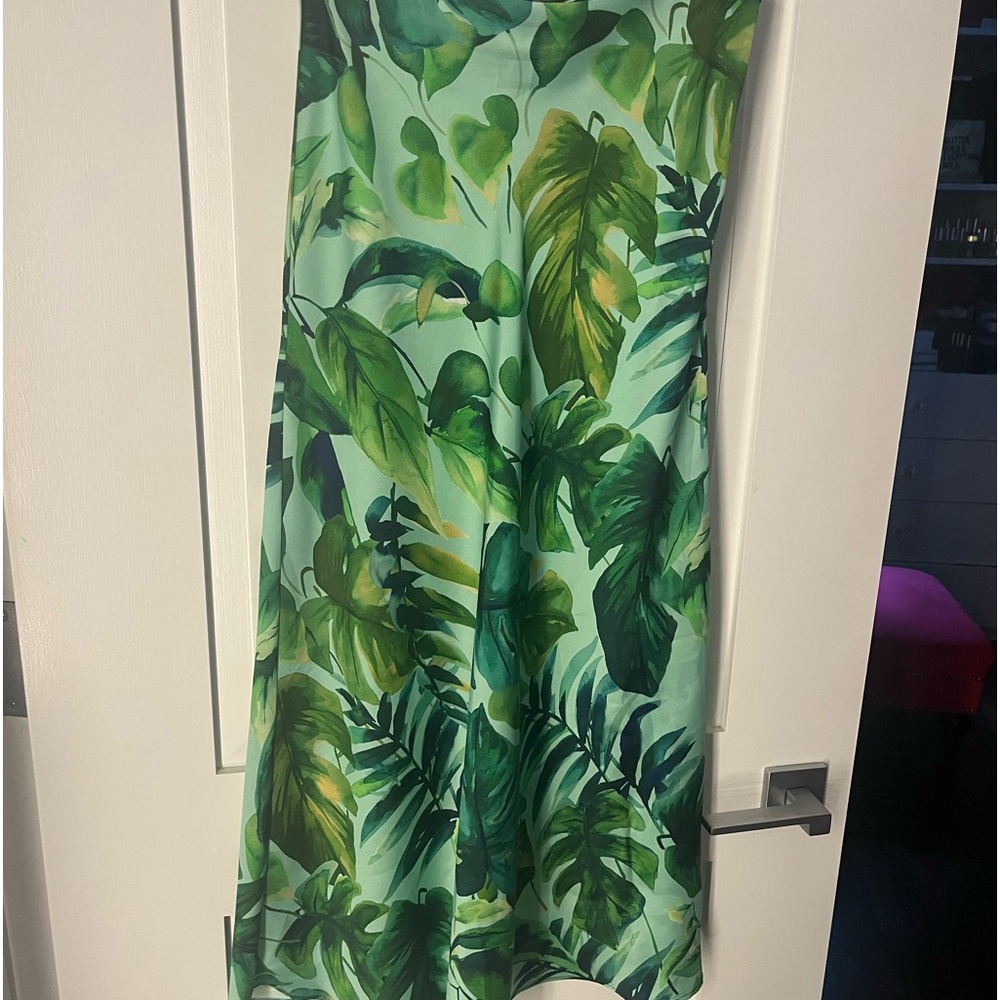Zara Green Tropical Maxi Skirt